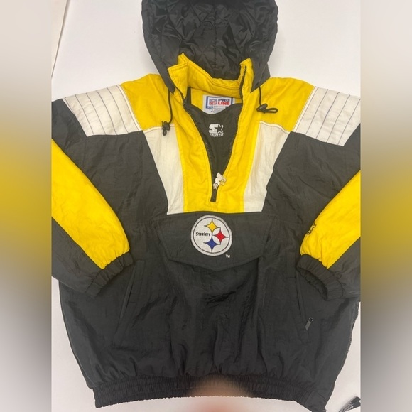 NFL - Steelers - 90s Starter Hooded 1/2 Zip Pullover Jacket  Pro Line - XL - Picture 13 of 16